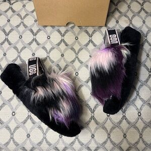 UGG Women Fluff Yeah Multicolor Tie Dye Fur Slides